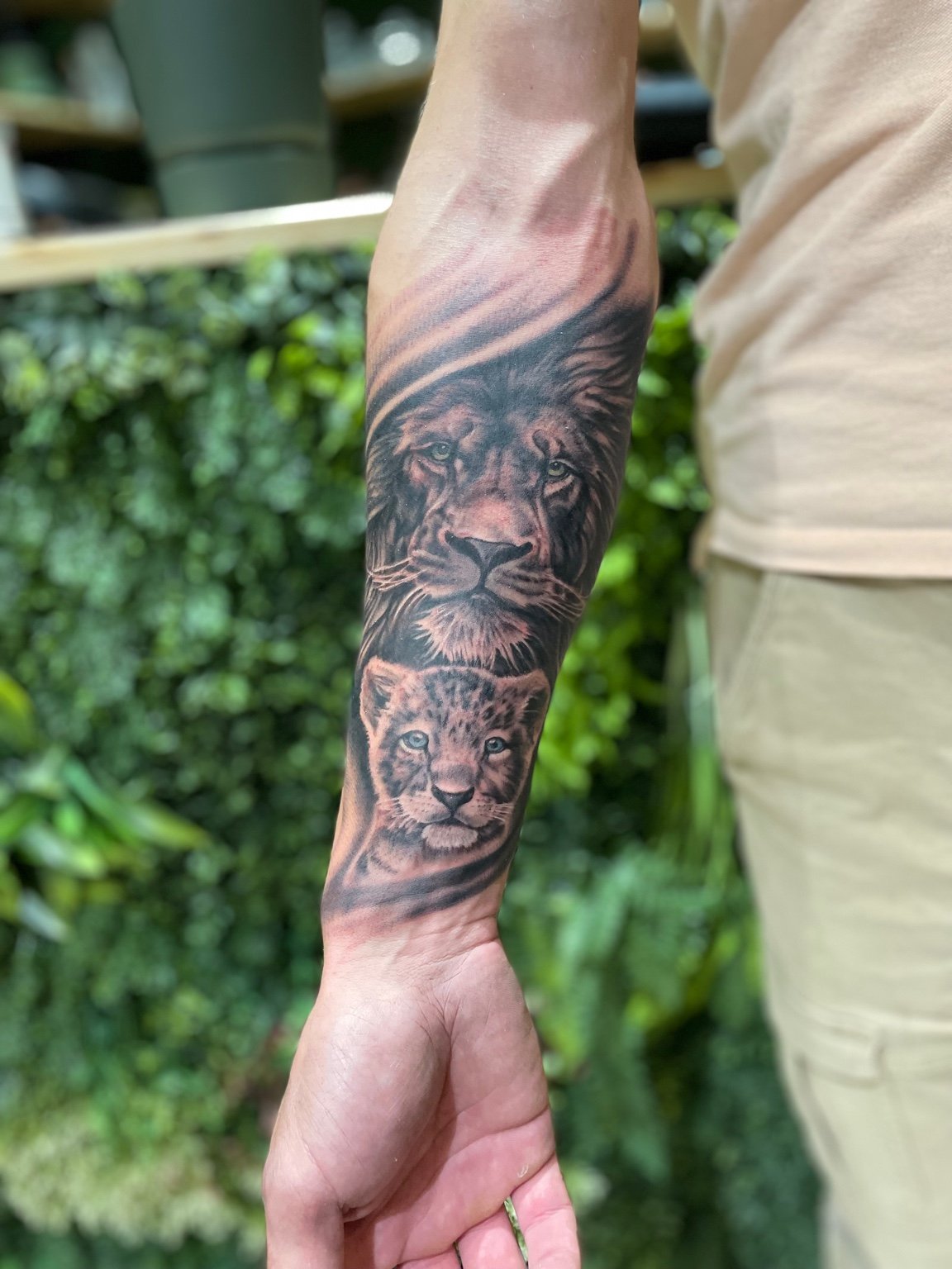 Lion père et fils - Tatouage réaliste